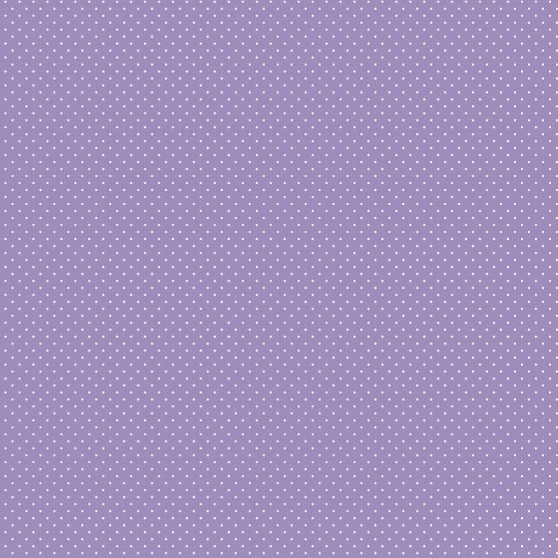 Popeline di cotone 100 % pois bianco/lavanda altezza 148 cm