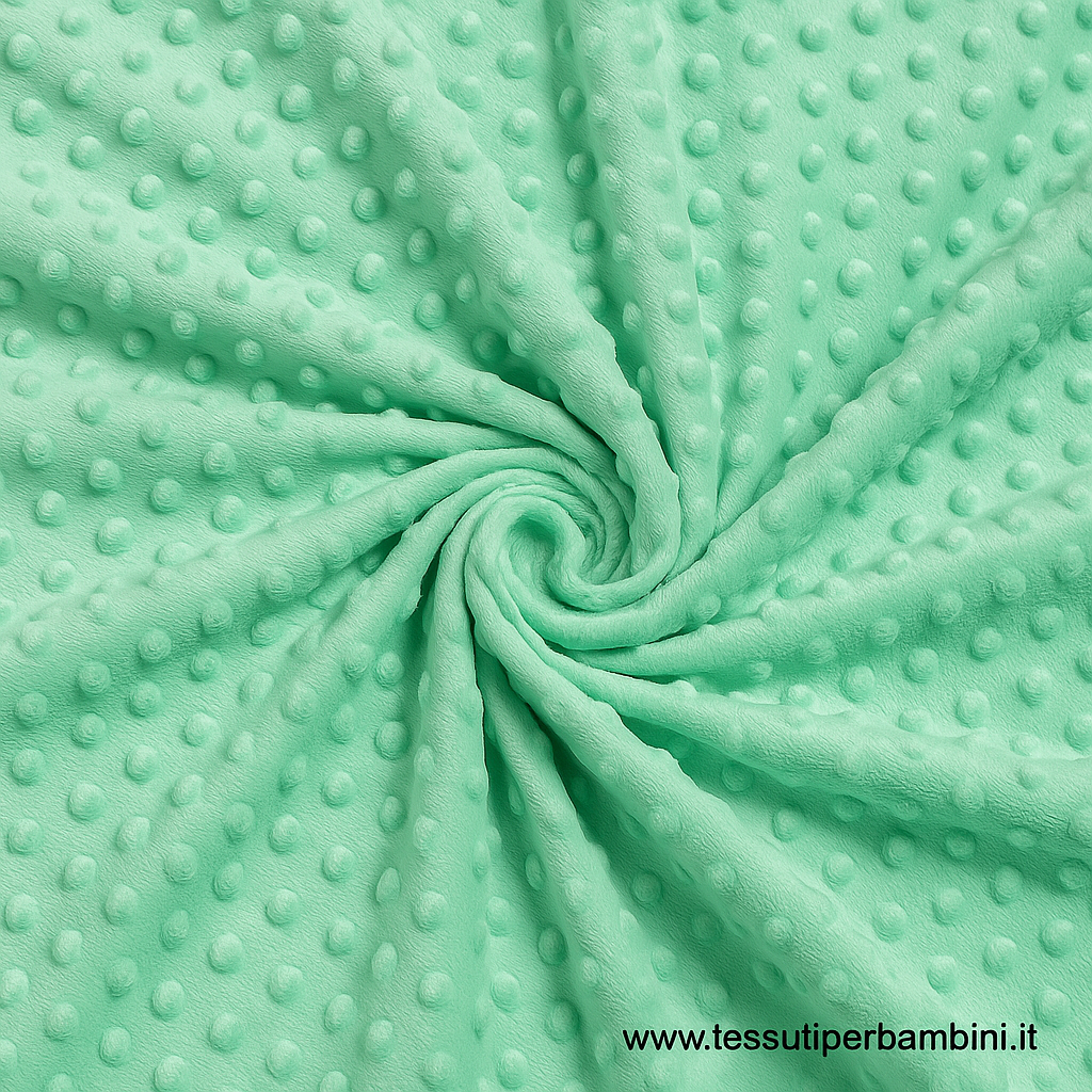 Minky pile menta , altezza 150 cm, peso 250 g