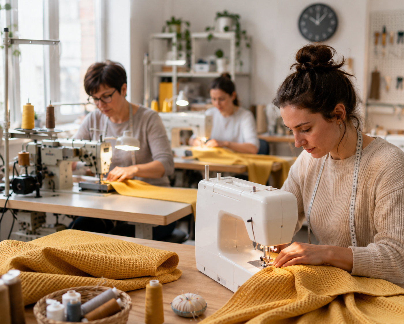 Nido d’ape 100% cotone certificato Oeko Tex altezza 150 cm zafferano soft