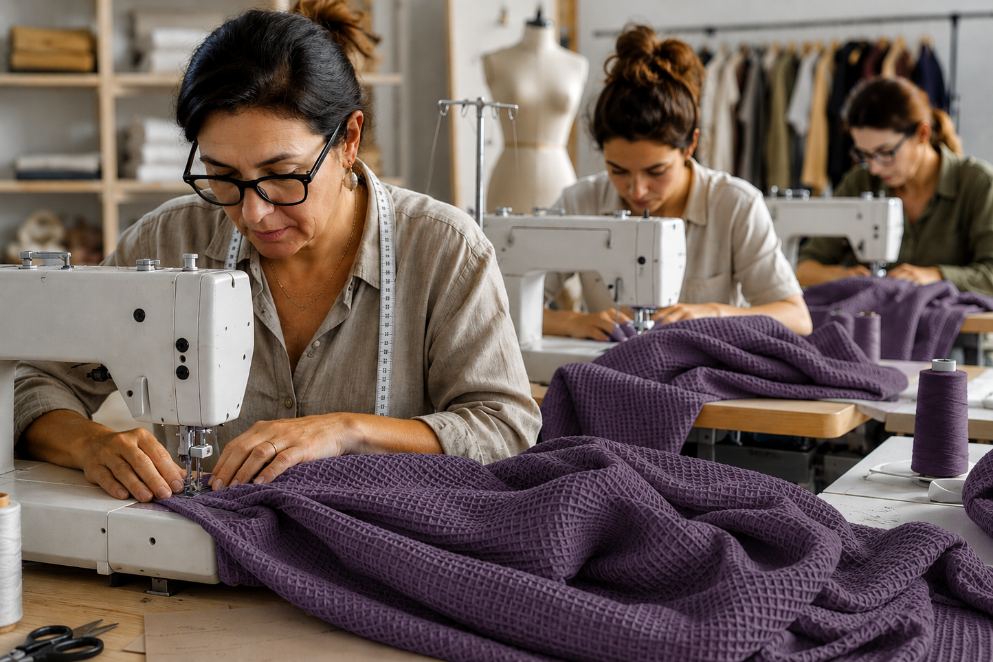 Nido d’ape 100% cotone certificato Oeko Tex altezza 150 cm Purple