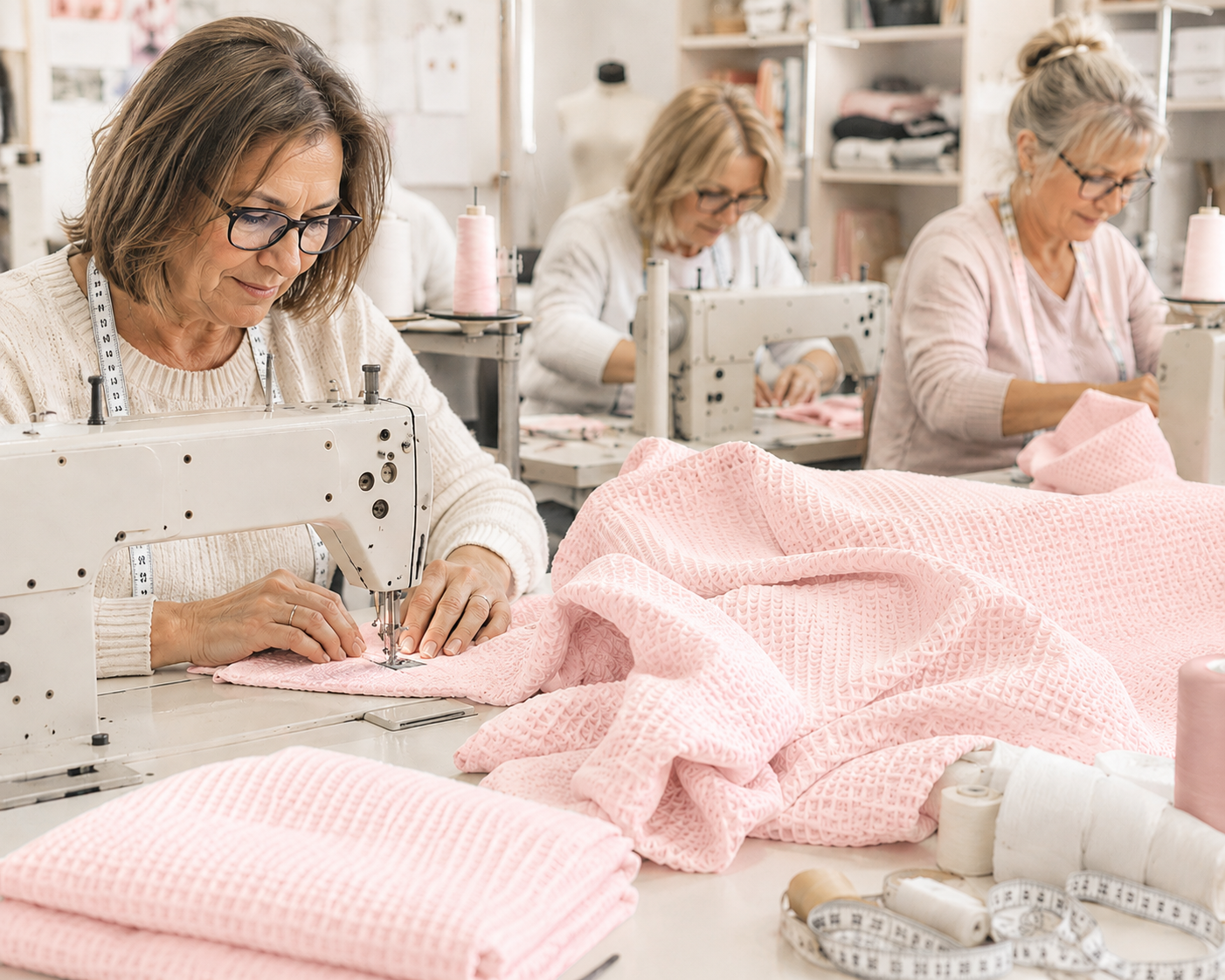 Nido d’ape 100% cotone certificato Oeko Tex altezza 150 cm Rosé chiaro