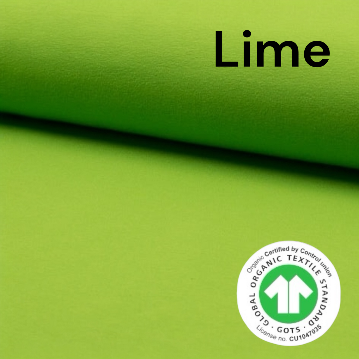 Jersey di cotone VERDE LIME, ORGANICO certificato GOTS, 95 % cotone 5% elastane, altezza 150 cm