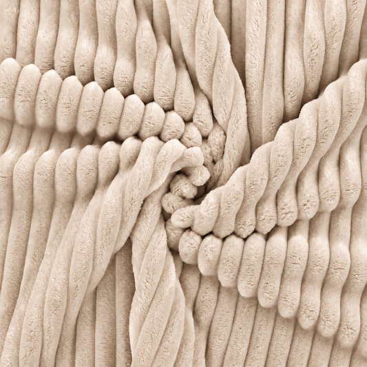 Minky Stripe Beige - Tessuto pile a coste, altezza 150 cm