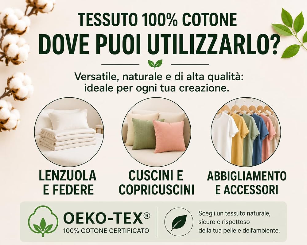 Cotone 100 % popeline BEIGE CHIARO certificato OEKO TEX, altezza 146 cm