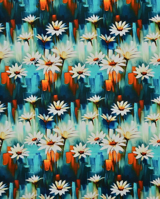 Jersey stampa digitale, certificato OEKO TEX, 95 % cotone 5% elastane, altezza 150 cm