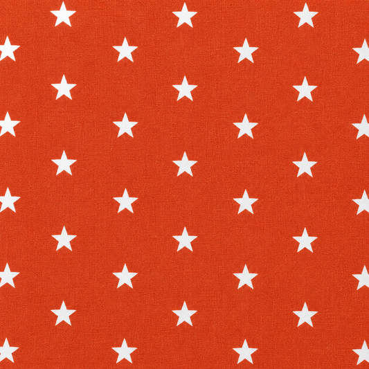 Tessuto 100% Cotone OEKO-TEX® – Stoffa con Stelle Bianche – Altezza 150 cm – Terracotta