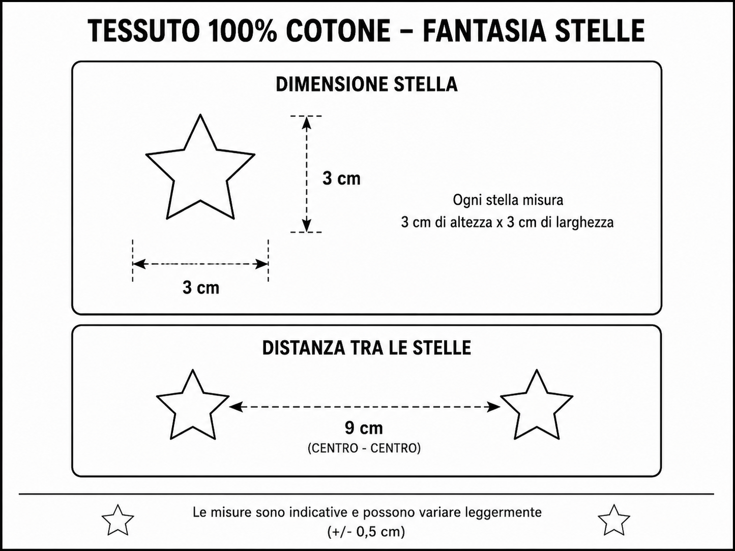 Tessuto 100% Cotone OEKO-TEX® – Stoffa con Stelle Bianche – Altezza 150 cm – Rosso
