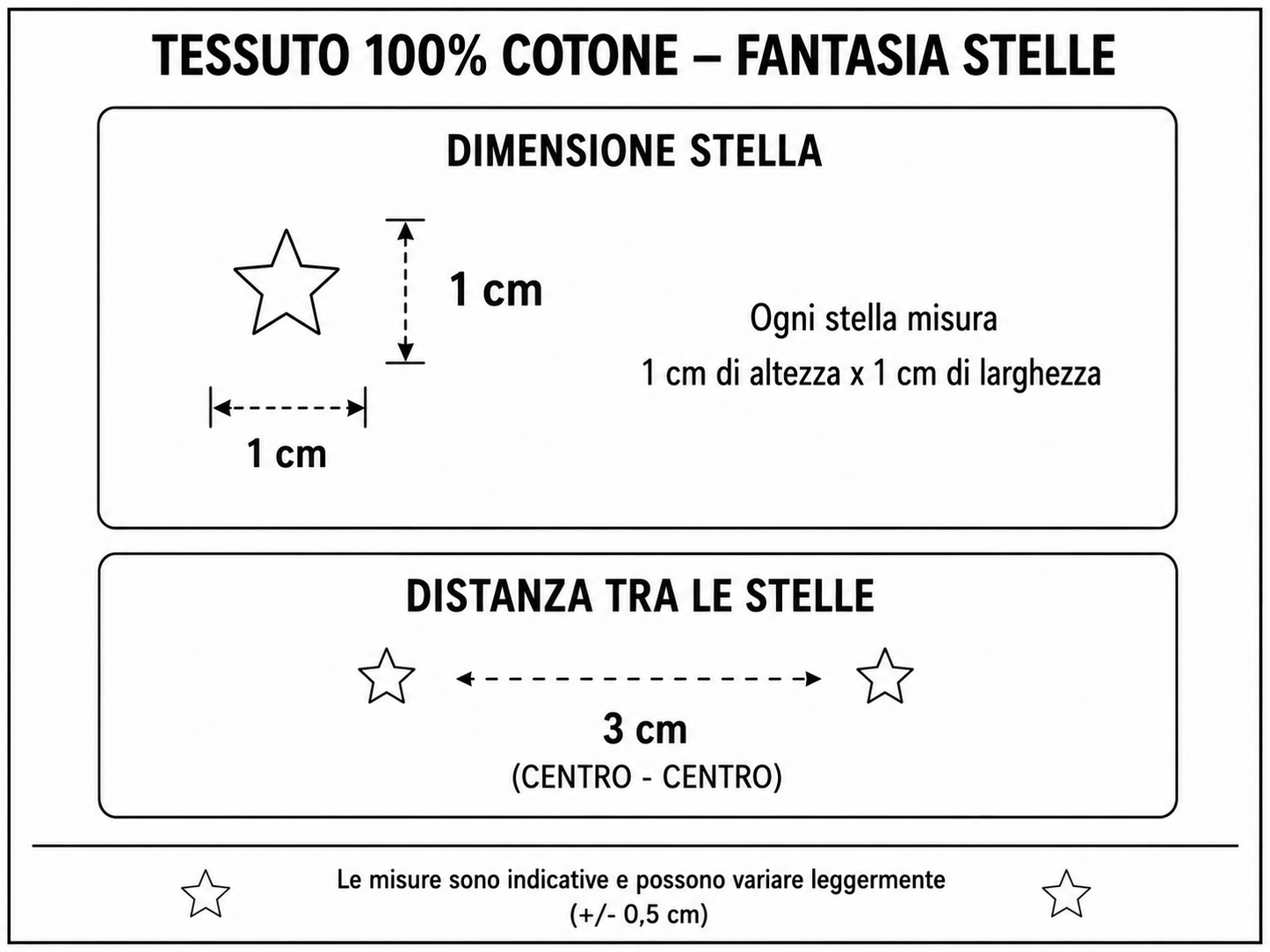 Tessuto 100% Cotone OEKO-TEX® – Stoffa con Stelle Bianche – Altezza 150 cm - Senape