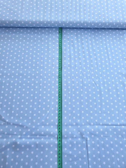 Popeline di cotone 100 % stelline celeste, altezza 148 cm