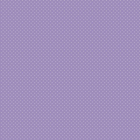 Popeline di cotone 100 % pois bianco/lavanda altezza 148 cm