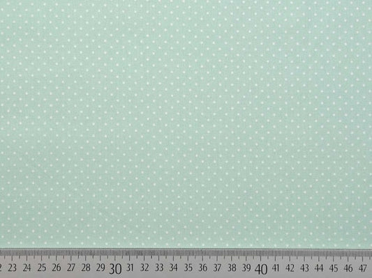 Popeline di cotone 100 % pois bianco/verde menta chiaro, altezza 148 cm