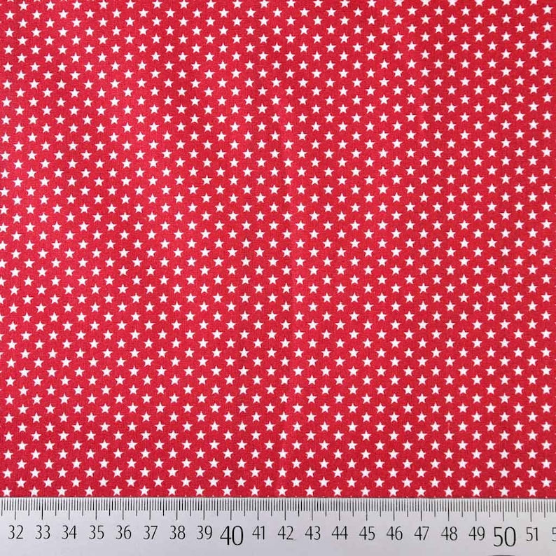 Popeline di cotone 100 % stelline rosso, altezza 148 cm