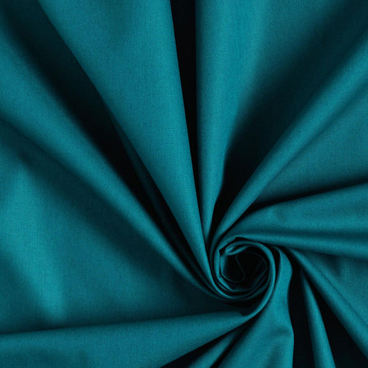 Cotone 100 % popeline certificato OEKO TEX petrolio , altezza 146 cm