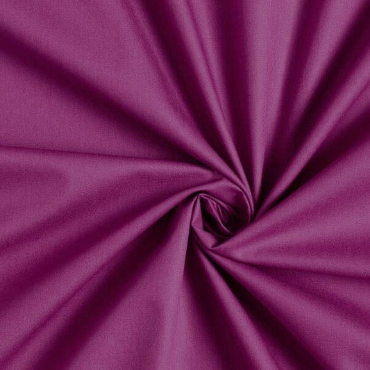 Cotone 100 % popeline certificato OEKO TEX prugna, altezza 146 cm