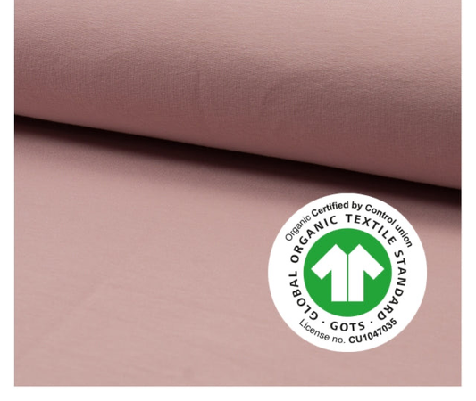 Jersey di cotone ROSA NUDE, ORGANICO certificato GOTS, 95 % cotone 5% elastane, altezza 150 cm