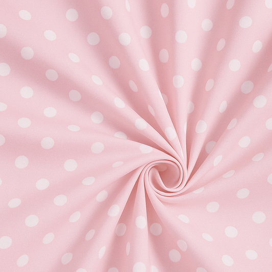 Popeline di cotone 100 % pois bianco/rosa, altezza 148 cm