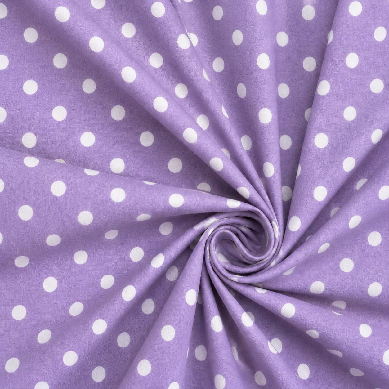 Popeline di cotone 100 % pois bianco/lavanda, altezza 148 cm