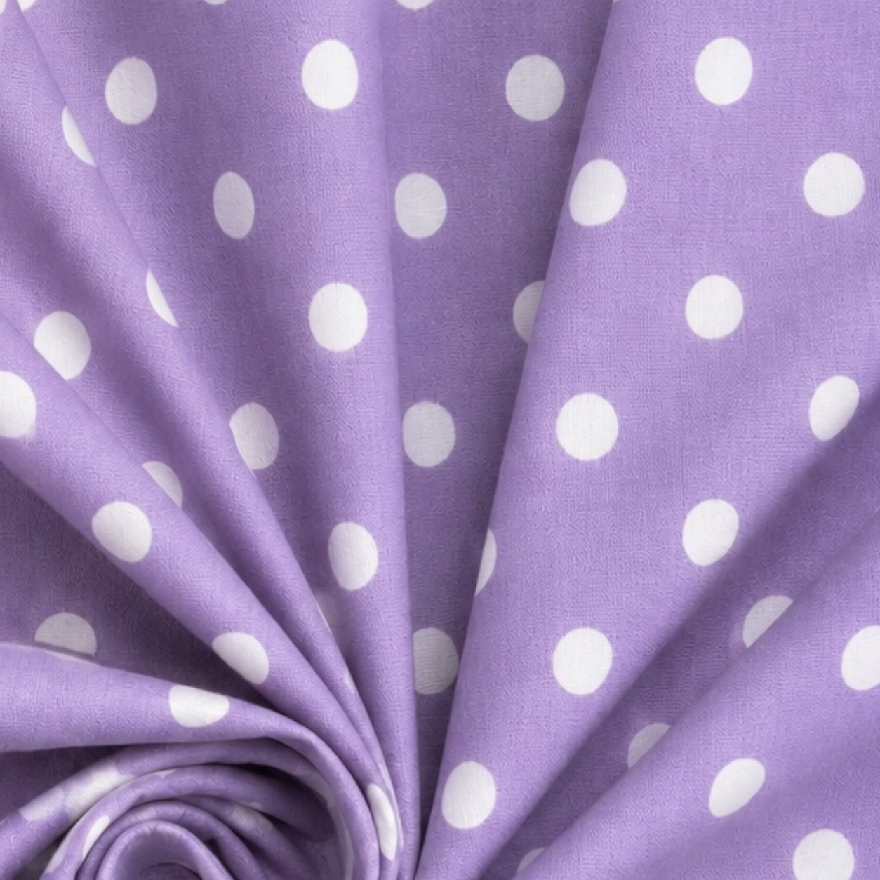 Popeline di cotone 100 % pois bianco/lavanda, altezza 148 cm