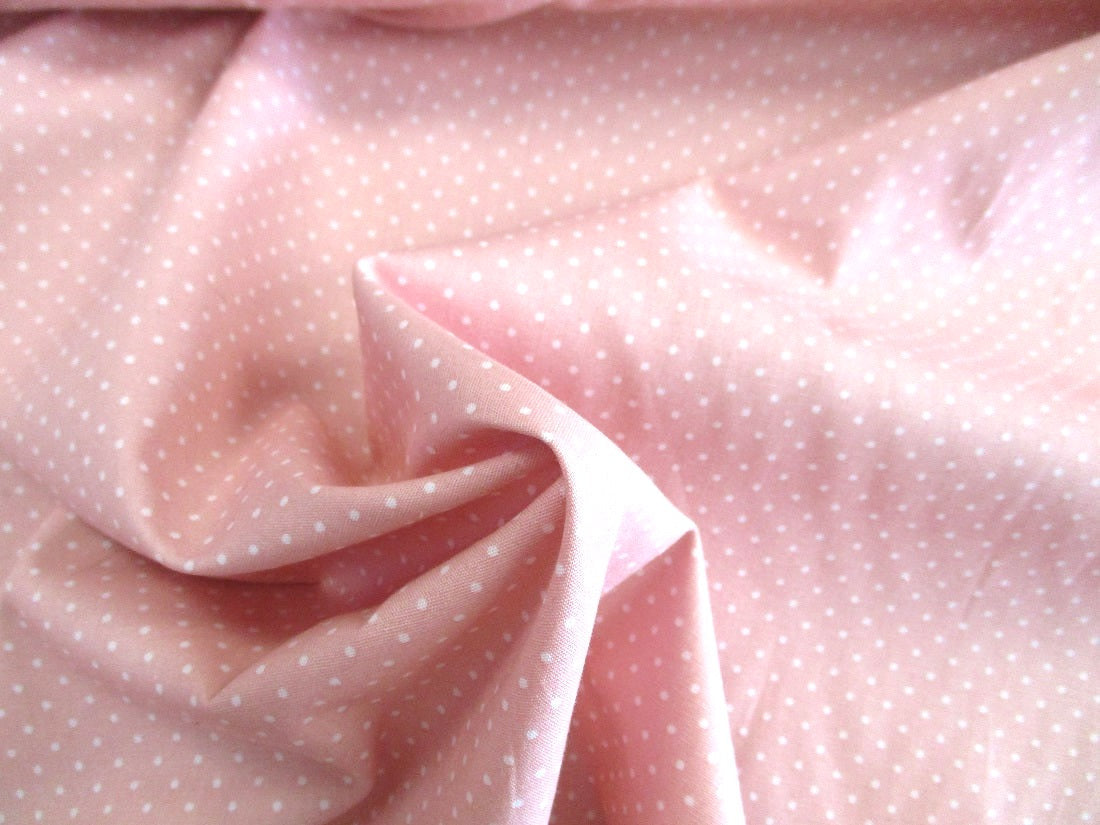 Popeline di cotone 100 % pois bianco/rosa, altezza 148 cm