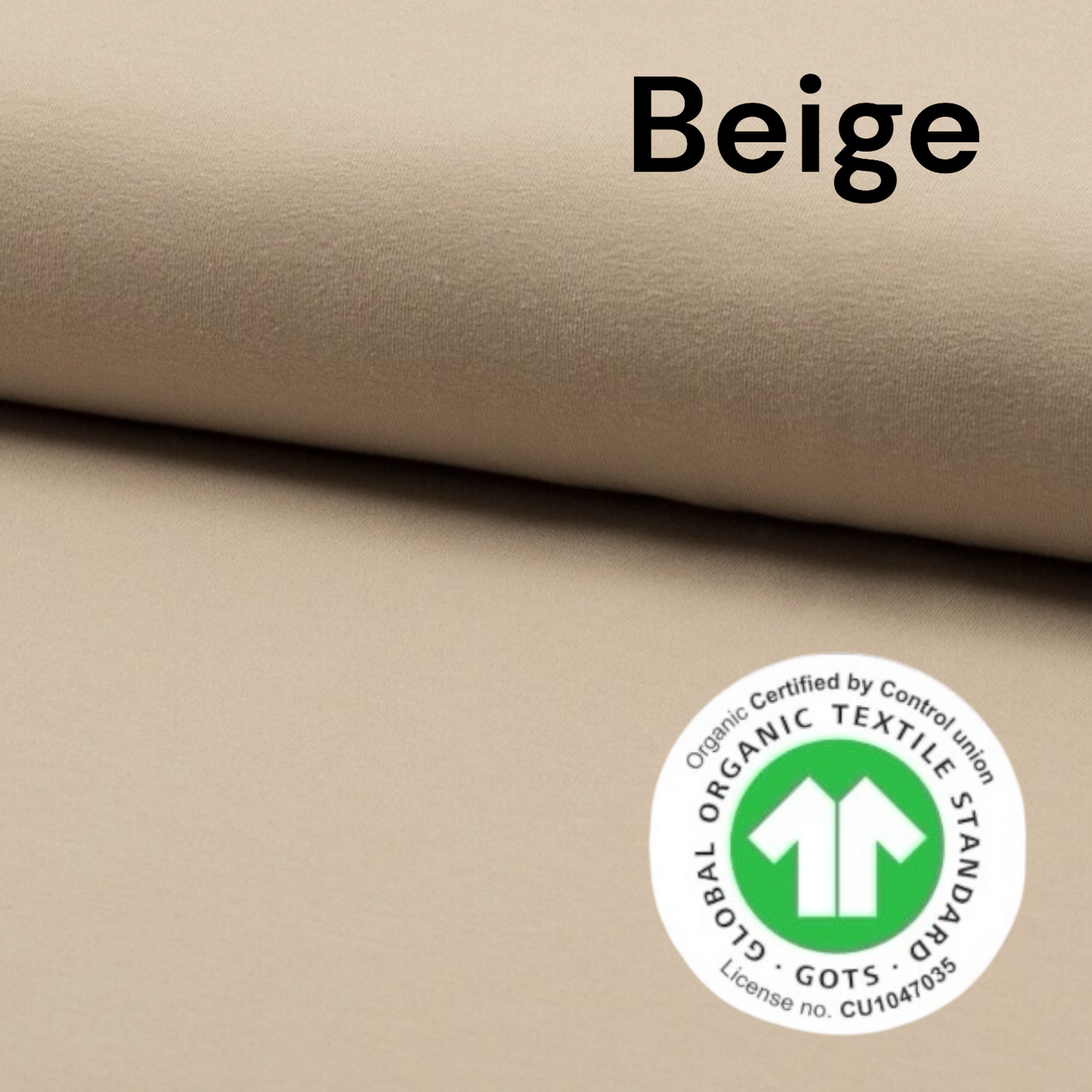 Jersey di cotone BEIGE, ORGANICO certificato GOTS, 95 % cotone 5% elastane, altezza 150 cm