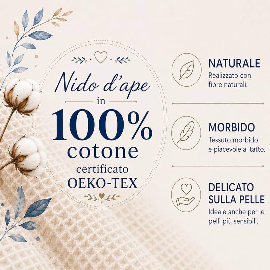 Nido d’ape 100% cotone certificato Oeko Tex altezza 150 cm BEIGE