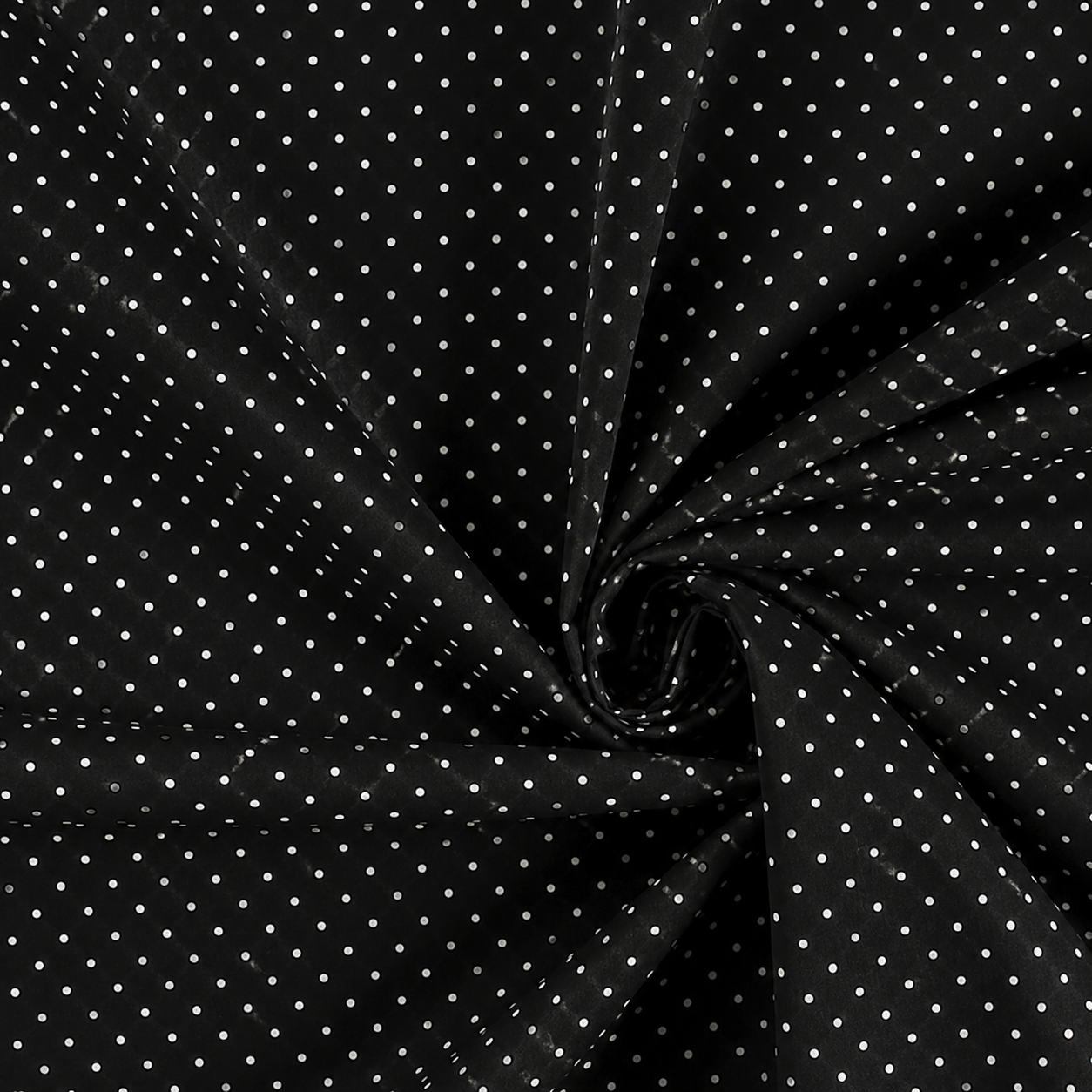 Popeline di cotone 100 % pois bianco/nero, altezza 148 cm