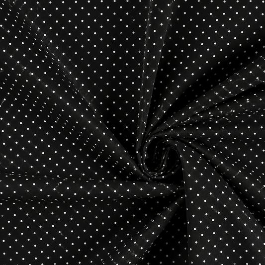 Popeline di cotone 100 % pois bianco/nero, altezza 148 cm