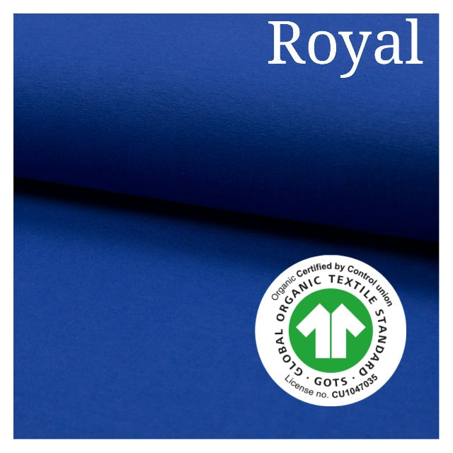 Jersey di cotone BLU ROYAL,  certificato Oeko Tex , 95 % cotone 5% esaltan, altezza 150 cm