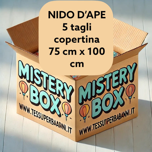 Mistery box 5 tagli copertina nido d’ape, misura 75 cm x 100 cm
