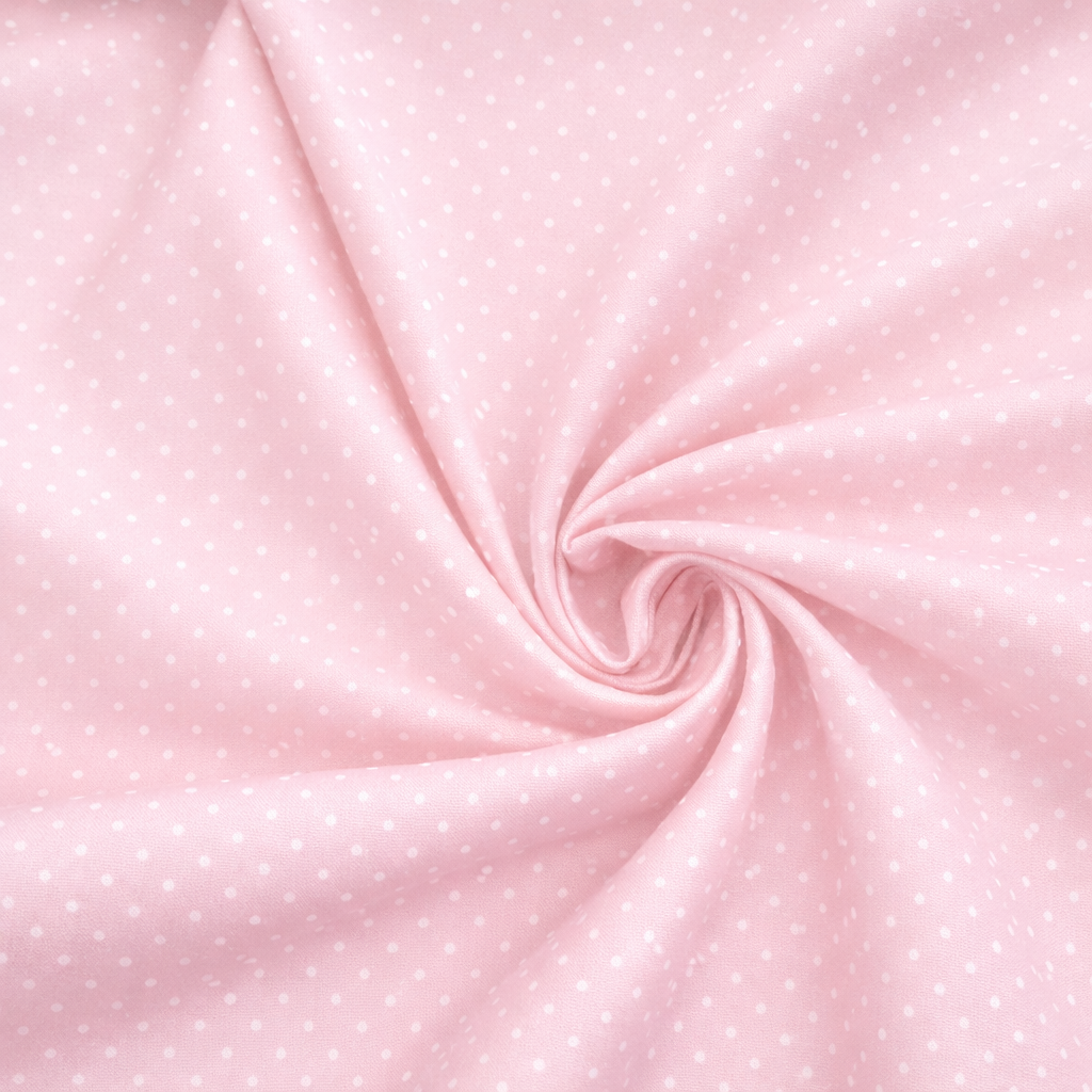 Popeline di cotone 100 % pois bianco/rosa, altezza 148 cm