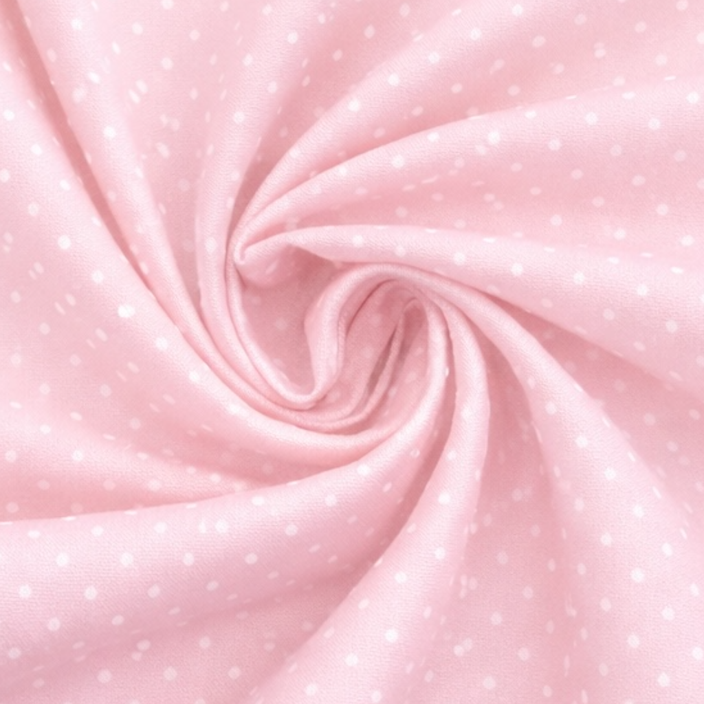 Popeline di cotone 100 % pois bianco/rosa, altezza 148 cm