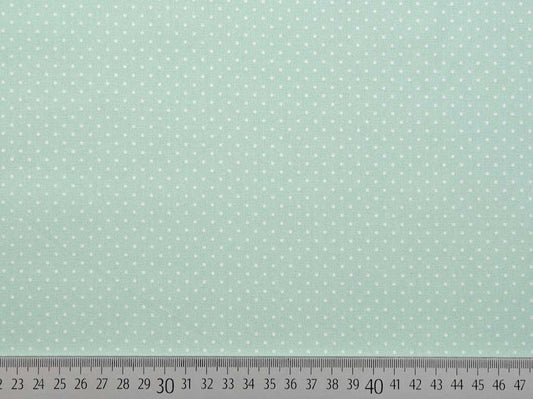 Popeline di cotone 100 % pois bianco/menta chiaro, altezza 148 cm