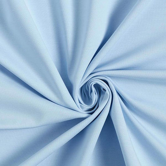 Jersey di  cotone certificato OEKO TEX 95 % cotone 5% elastane, altezza 150 cm CELESTE