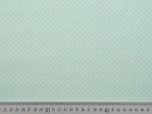 Popeline di cotone 100 % pois bianco/verde menta, altezza 148 cm