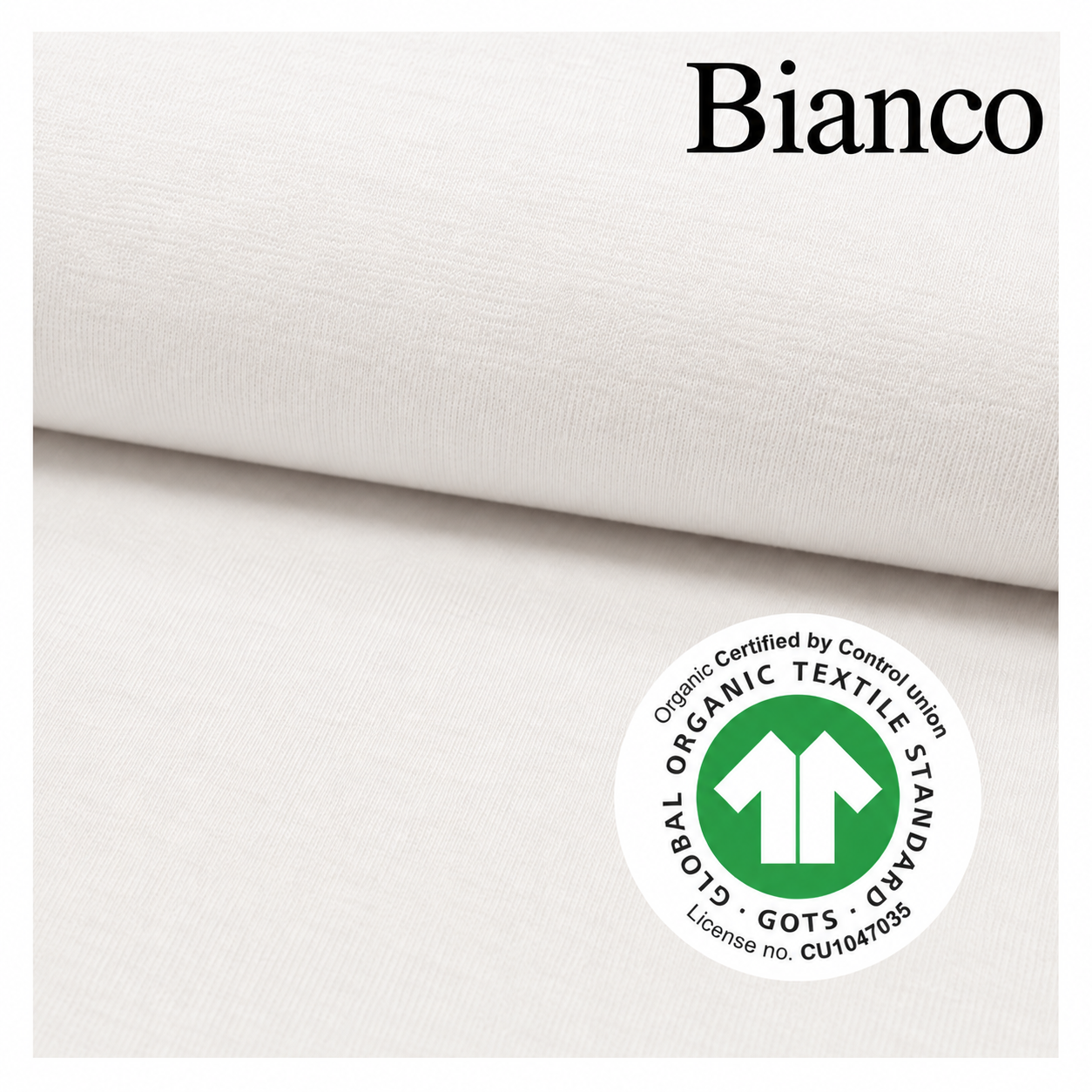 Jersey di cotone BIANCO, certificato Oeko Tex , 95 % cotone 5% esaltan, altezza 150 cm