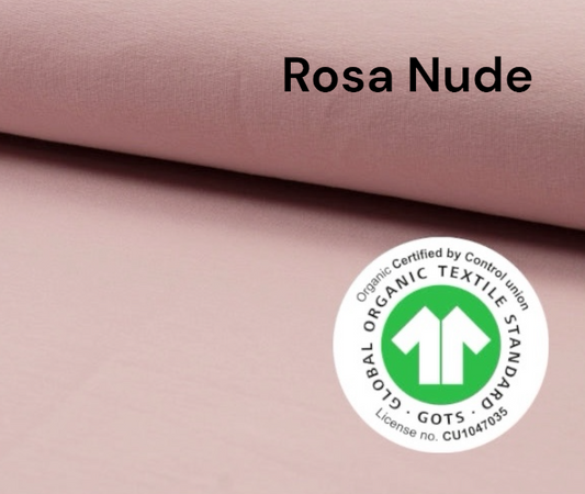 Jersey di cotone ROSA NUDE, ORGANICO certificato GOTS, 95 % cotone 5% elastane, altezza 150 cm