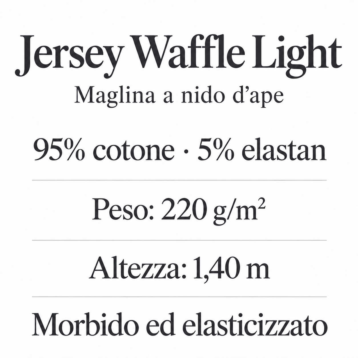 Jersey Waffle Light BIANCO in cotone elasticizzato– Tessuto a nido d’ape