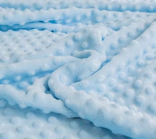 Minky pile celeste, altezza 150 cm, peso 250 g