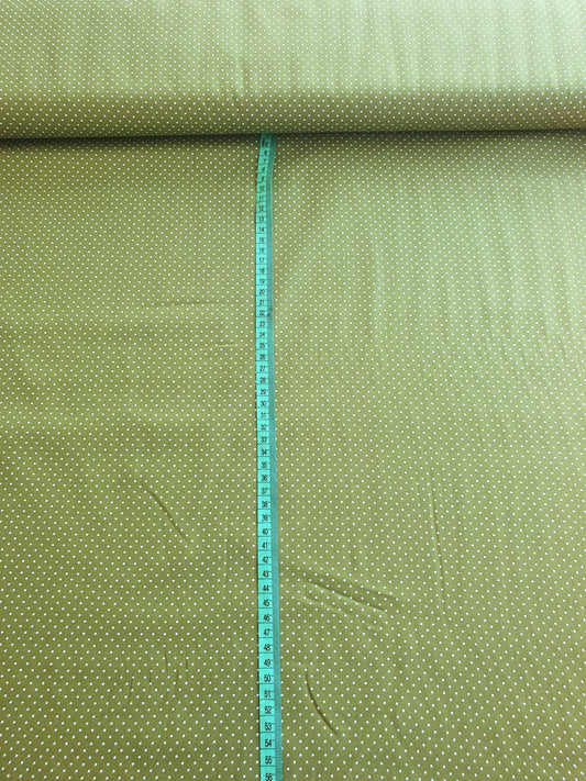 Popeline di cotone 100 % pois bianco/verde, altezza 148 cm
