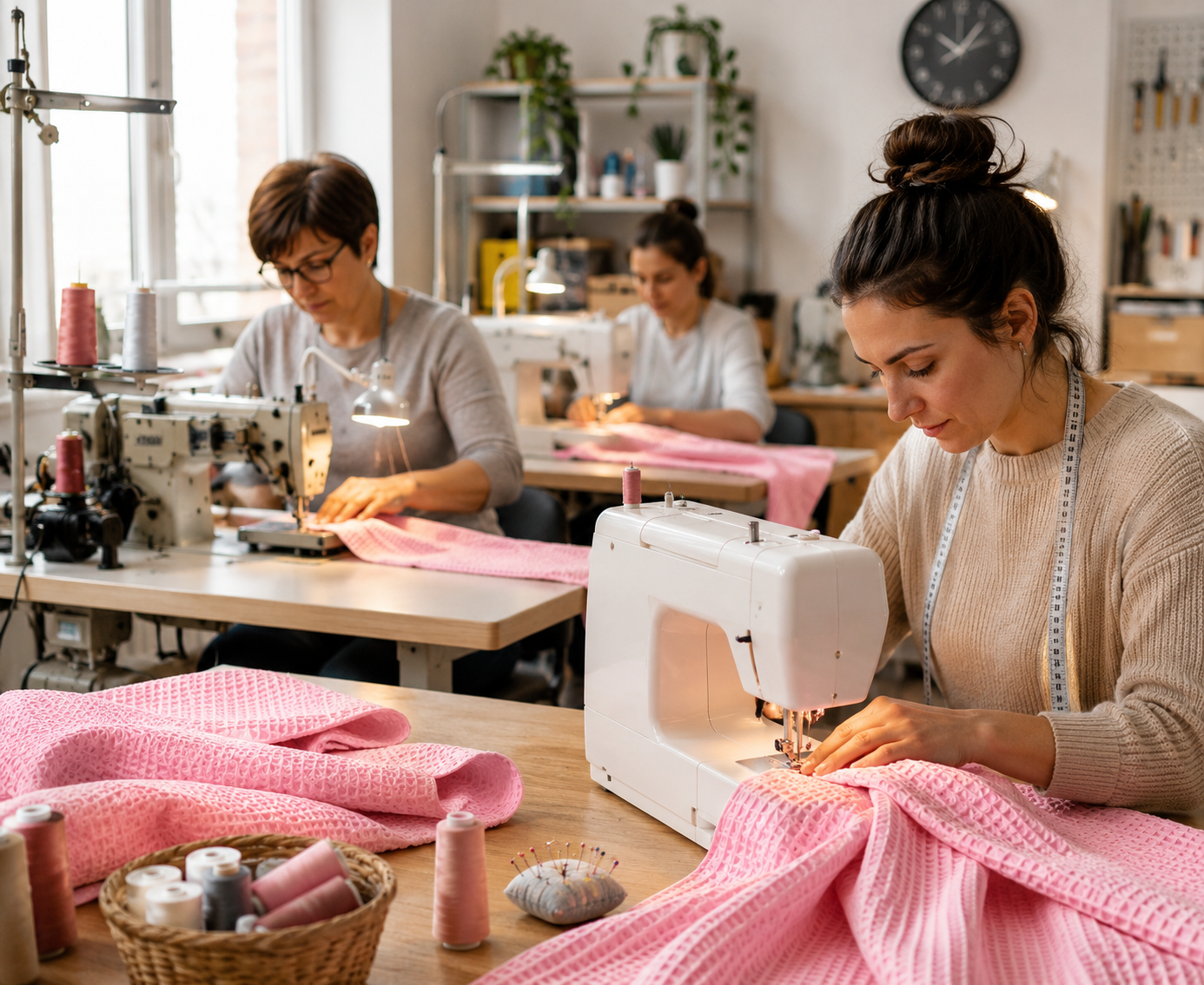 Nido d’ape 100% cotone certificato Oeko Tex altezza 150 cm ROSA BABY