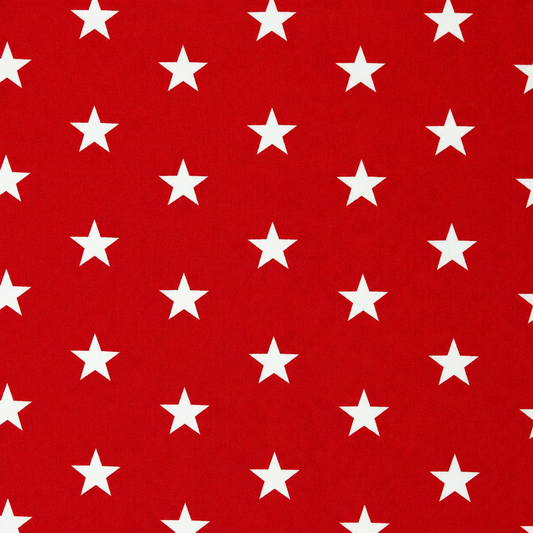 Tessuto 100% Cotone OEKO-TEX® – Stoffa con Stelle Bianche – Altezza 150 cm – Rosso