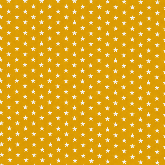 Tessuto 100% Cotone OEKO-TEX® – Stoffa con Stelle Bianche – Altezza 150 cm - Senape