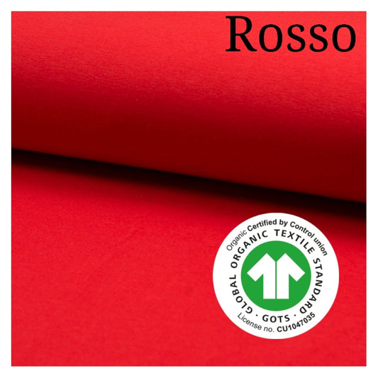 Jersey di  cotone ORGANICO certificato GOTS, 95 % cotone 5% elastane, altezza 150 cm