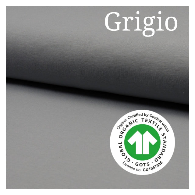 Jersey di  cotone ORGANICO certificato GOTS, 95 % cotone 5% elastane, altezza 150 cm