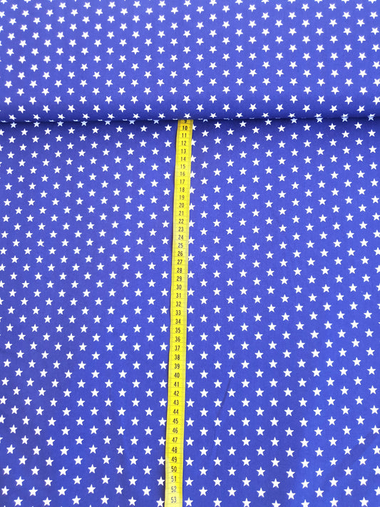 Popeline di cotone 100 % stelline blu royal, altezza 148 cm