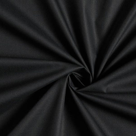 Cotone 100 % popeline certificato OEKO TEX nero, altezza 146 cm