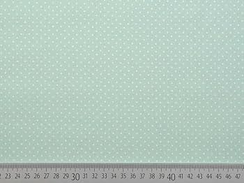 Popeline di cotone 100 % pois bianco/menta, altezza 148 cm