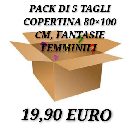 Pack 5 tagli copertina  cotone 100% , misura 80×100 cm, fantasie femminili