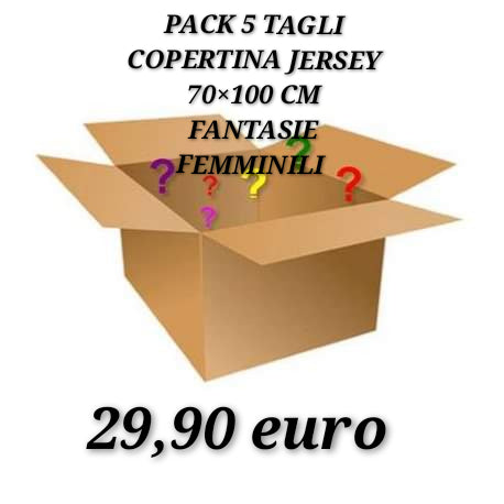 Pack 5 tagli copertina jersey di cotone certificato, misura 70×100 cm, fantasie femminili